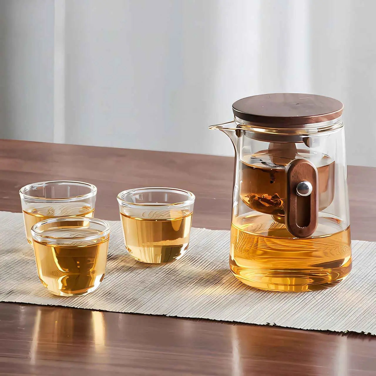Théière de Voyage en Verre 330ml Borosilicaté avec Tasses et Valise Camping Outdoor | Restfield